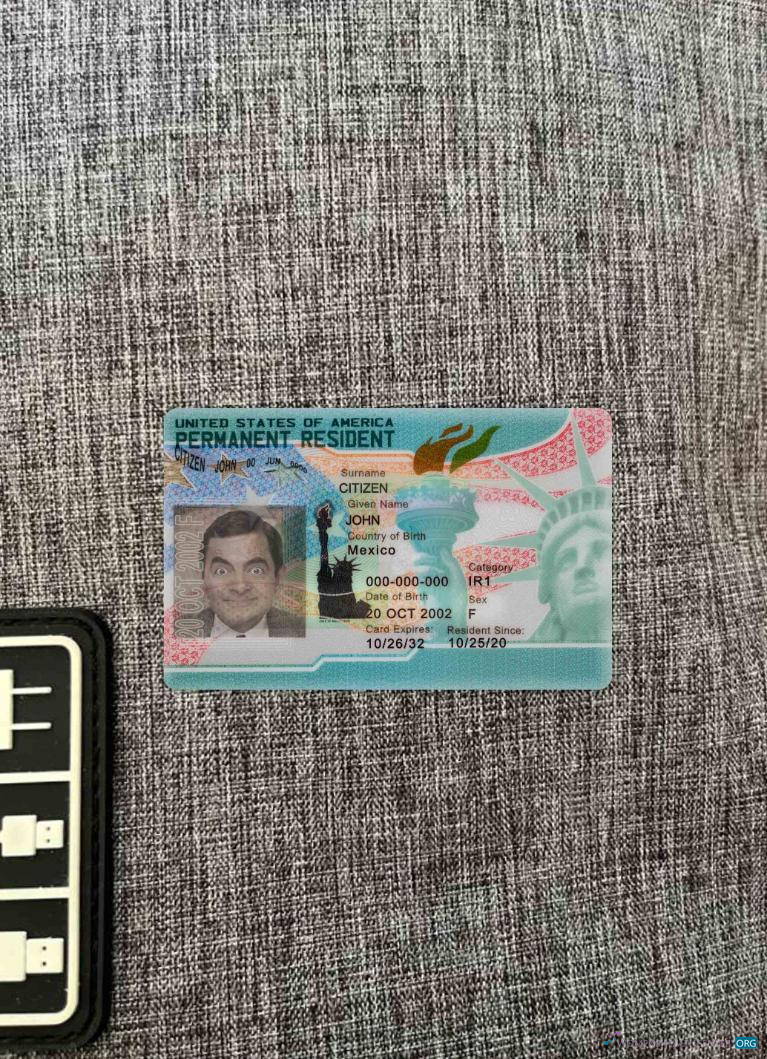 Download USA new green card, permanent resident 2023 photolook FRONT Photoshop template